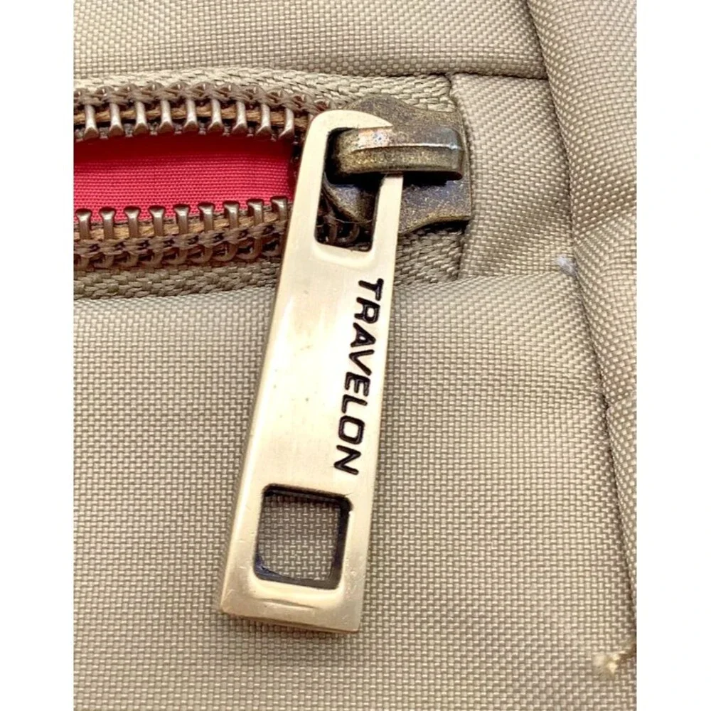 Travelon Nylon Purse Crossbody Anti-Theft Bag Khaki Pocket Adjustable Secure